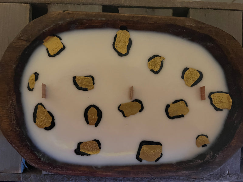 Leopard dough bowl candle